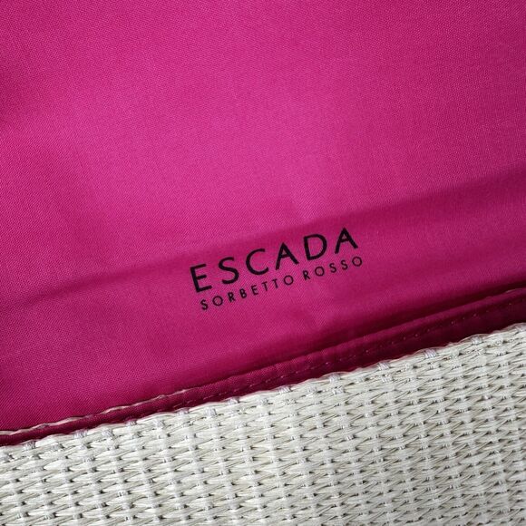 Escada Sorbetto Rosso Watermelon Straw Rattan Chain Crossbody Shoulder Bag - Picture 5 of 11